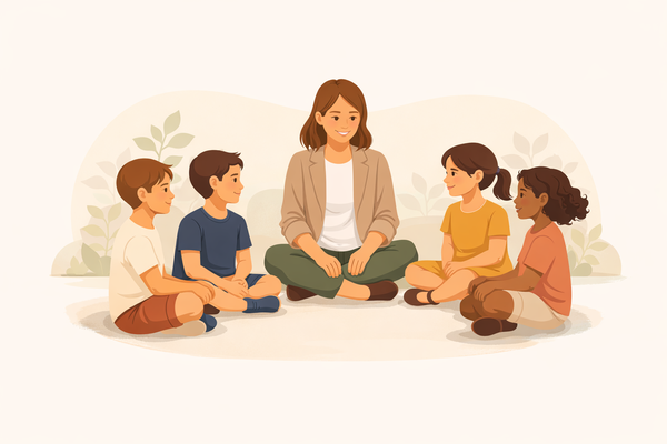 Illustration zeigt glückliche Kinder, die spielen